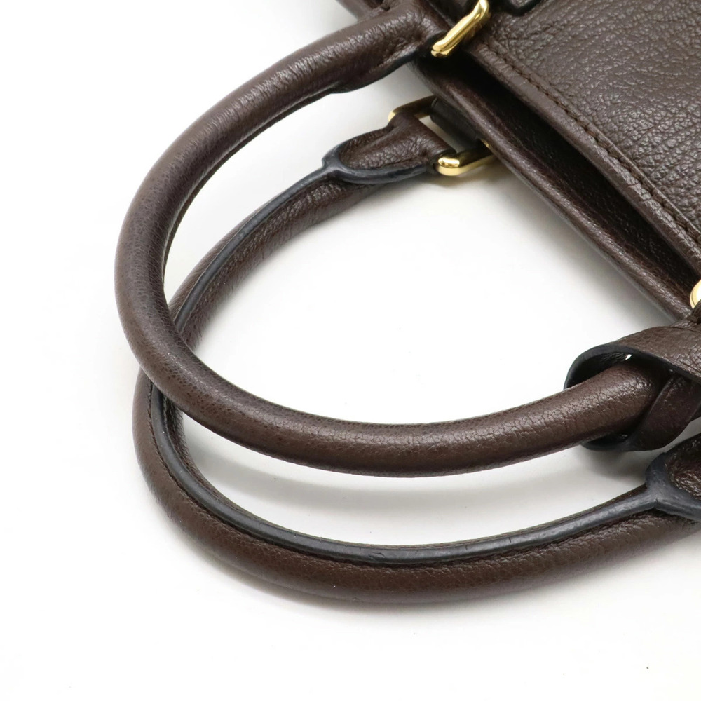 LOEWE Amazona Anagram Handbag Boston Bag Leather Brown - Picture 4 of 8